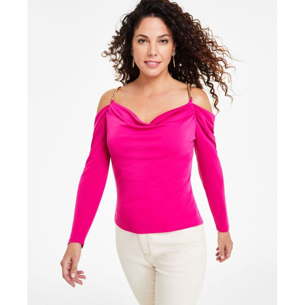 INC International Concepts Petite Chain-Strap Off-The-Shoulder Top